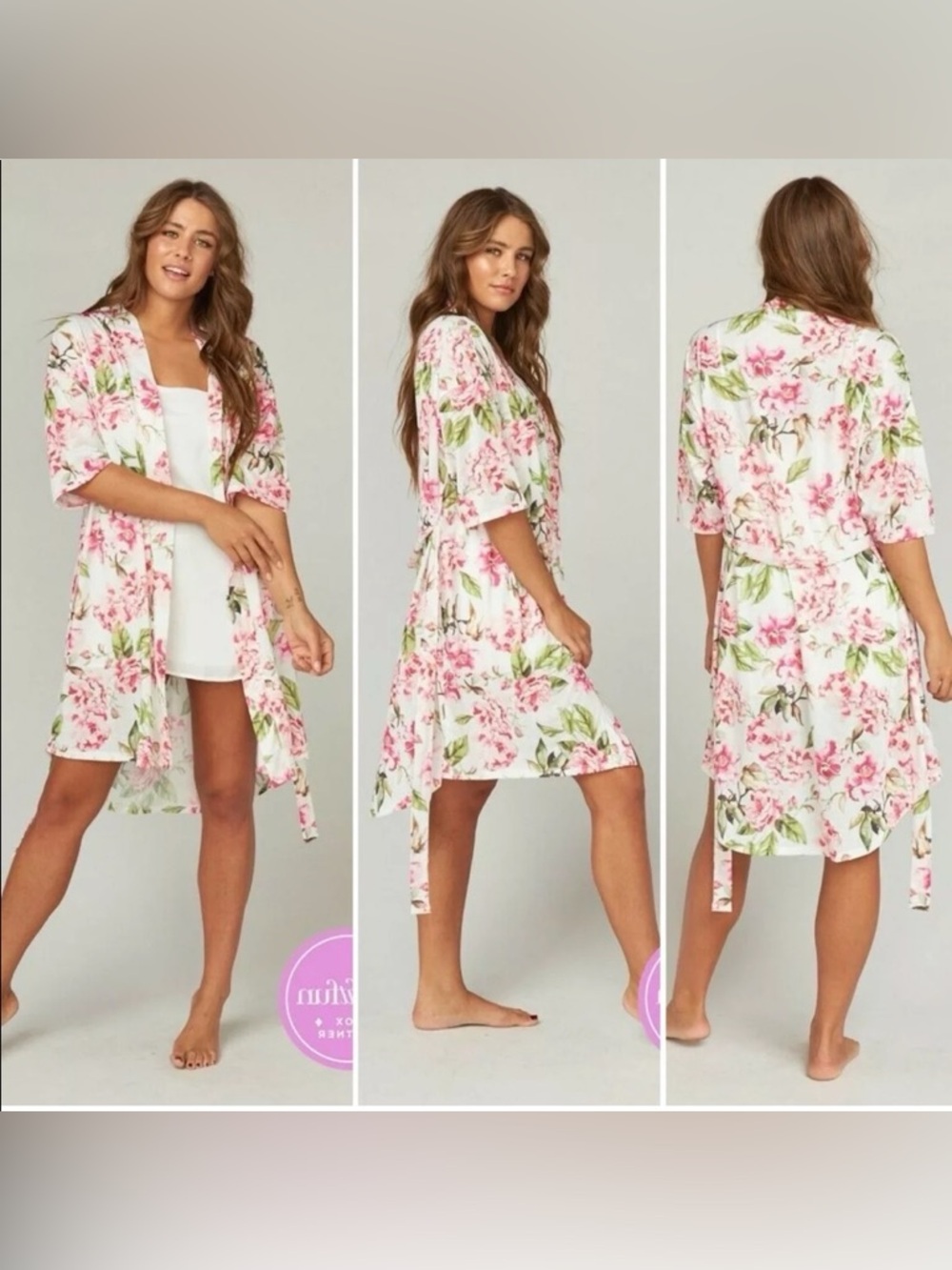 Show Me Your Mumu "Brie" Robe in the Garden of Blooms Pink/White O/S (one size)